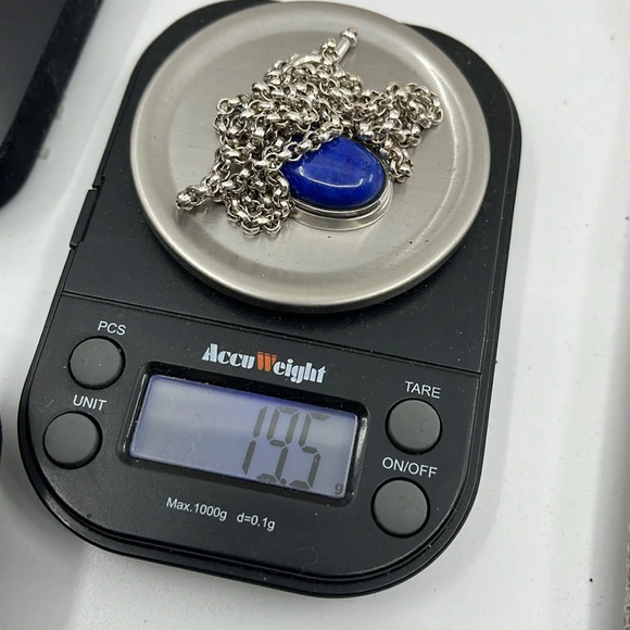 💙Vintage Lapis Lazuli Necklace - Sterling Silver, Deep Blue Gemstone ✨ - Picture 6 of 10